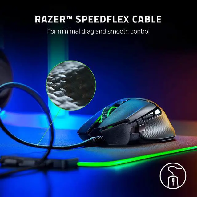 Alt view image 7 of 7 - Basilisk V2 Wired Gaming Mouse: 20K DPI Optical Sensor - Fastest Gaming Mouse Switch - Chroma RGB Lighting - 11 Programmable Buttons - Classic Black