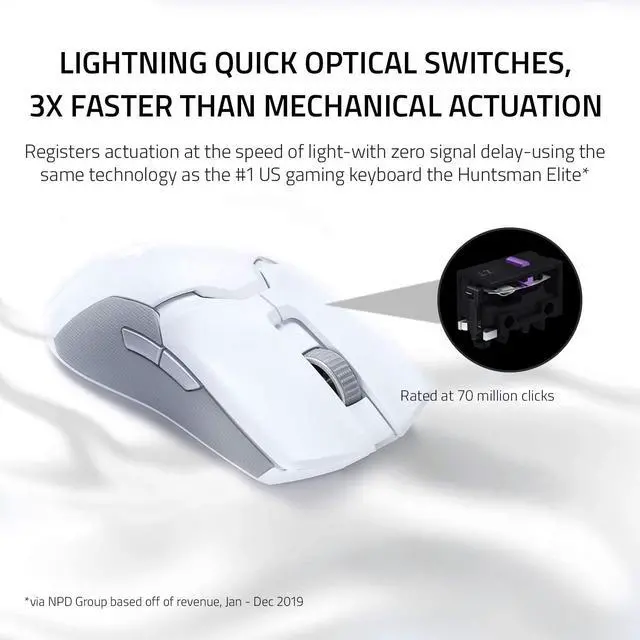 Alt view image 4 of 6 - Viper Ultimate Lightest Wireless Gaming Mouse & RGB Charging Dock: Hyperspeed Wireless Technology - 20K DPI Optical Sensor - Chroma Lighting - Mercury White