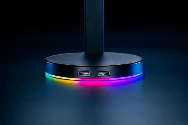 Alt view image 4 of 7 - Base Station V2 Chroma Headphone Headset Stand Holder - 2 x USB 3.1 ports - 1 x 3.5mm Port With Built-in DAC - Chroma RGB Lighting - Black