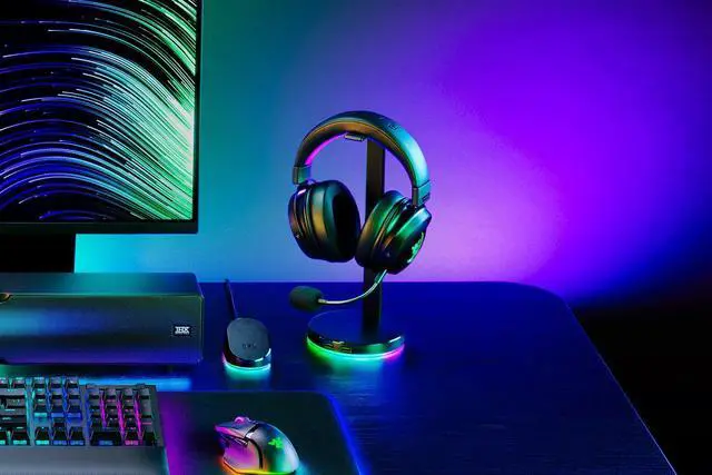 Alt view image 5 of 7 - Base Station V2 Chroma Headphone Headset Stand Holder - 2 x USB 3.1 ports - 1 x 3.5mm Port With Built-in DAC - Chroma RGB Lighting - Black