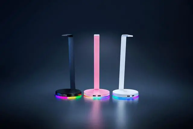 Alt view image 7 of 7 - Base Station V2 Chroma Headphone Headset Stand Holder - 2 x USB 3.1 ports - 1 x 3.5mm Port With Built-in DAC - Chroma RGB Lighting - Quartz Pink