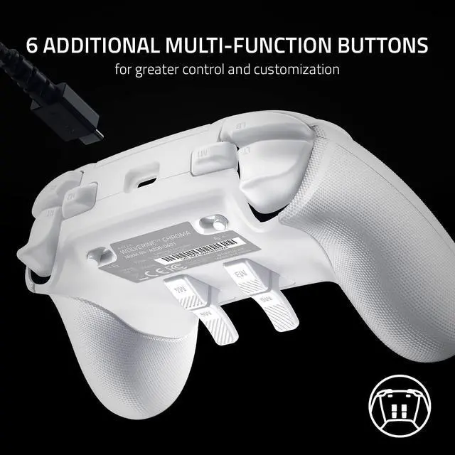 Alt view image 4 of 6 - Wolverine V2 Chroma Wired Gaming Pro Controller: RGB Lighting - Remappable Buttons & Triggers - Mecha-Tactile Buttons & D-Pad - Trigger Stop-Switches White