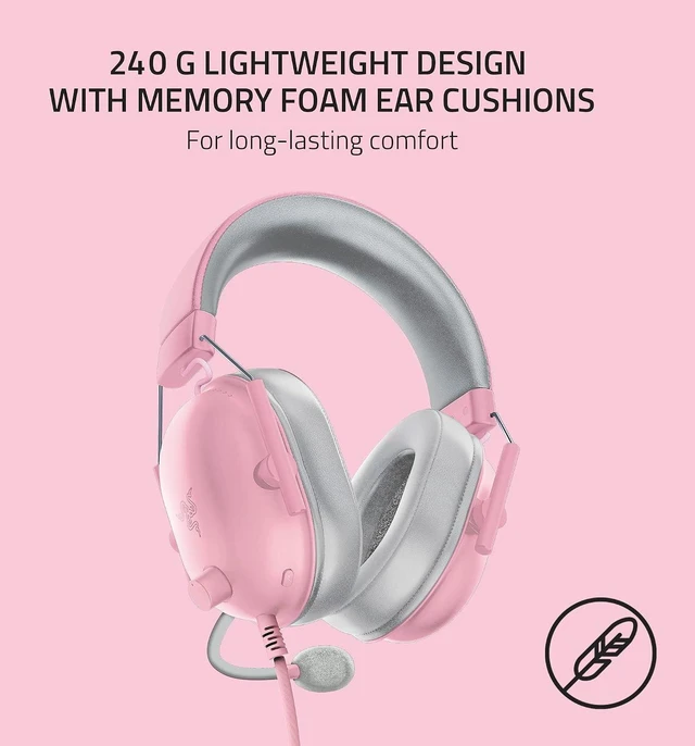 Alt view image 5 of 7 - BlackShark V2 X Gaming Headset: 7.1 Surround Sound - 50mm Drivers - Memory Foam Cushion - 3.5mm Audio Jack - Quartz Pink