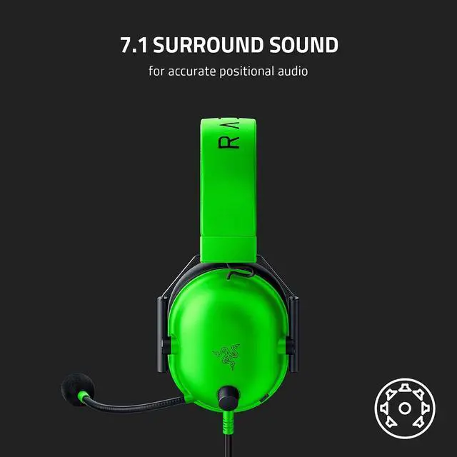 Alt view image 6 of 7 - BlackShark V2 X Gaming Headset: 7.1 Surround Sound - 50mm Drivers - Memory Foam Cushion - 3.5mm Audio Jack - Green