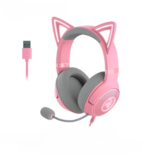 Main image of Kraken Kitty V2 USB Wired Headset: Chroma RGB Kitty Ears - Stream Reactive Lighting - HyperClear Cardioid Mic - 40 mm Drivers - 7.1 Surround Sound - Comfortable Ear Cushions - Quartz Pink