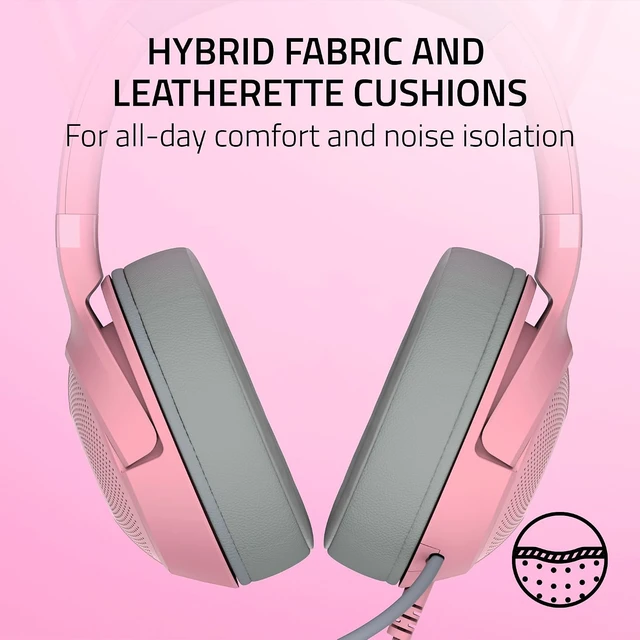 Alt view image 7 of 7 - Kraken Kitty V2 USB Wired Headset: Chroma RGB Kitty Ears - Stream Reactive Lighting - HyperClear Cardioid Mic - 40 mm Drivers - 7.1 Surround Sound - Comfortable Ear Cushions - Quartz Pink