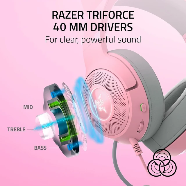 Alt view image 5 of 7 - Kraken Kitty V2 USB Wired Headset: Chroma RGB Kitty Ears - Stream Reactive Lighting - HyperClear Cardioid Mic - 40 mm Drivers - 7.1 Surround Sound - Comfortable Ear Cushions - Quartz Pink