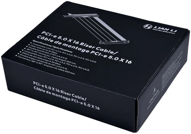 Alt view image 2 of 2 - Lian-Li PCIE 5.0 Riser Cable Premium PCI-E 16X 5.0 Double Bandwidth Extender Riser Cable: 200mm, White