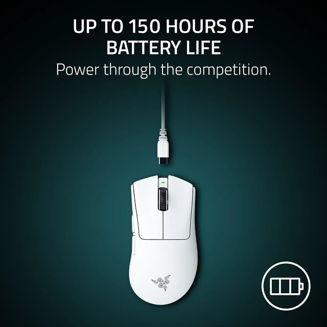 Alt view image 7 of 7 - DEATHADDER V4 PRO Wireless Gaming Mouse: 45K DPI Optical Sensor GEN-2 - 8 Programmable Buttons - 57g Ultra Lightweight - White