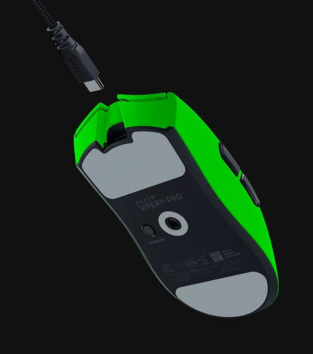Alt view image 4 of 6 - Viper V4 Pro Wireless Esports Gaming Mouse: 49g Ultra Lightweight -180Hr Battery - Esports Green Edition