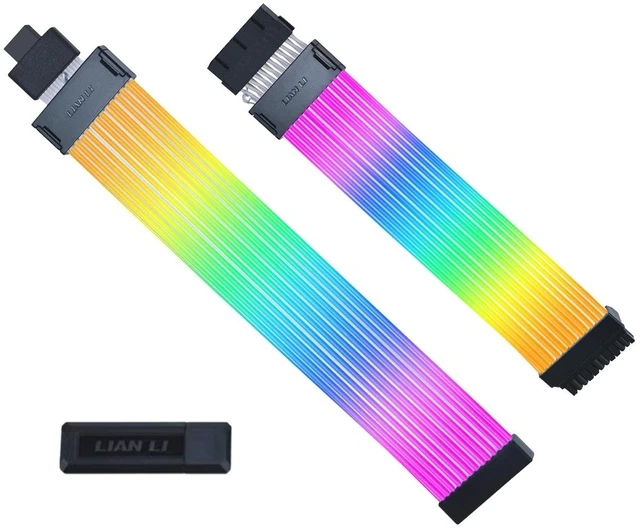 Main image of LIAN-LI STRIMER Wireless 24 Pin and LIAN-LI STRIMER Wireless 12+4pin wide (12 Light Guides) Addressable RGB GPU Power Extension Cable Combo - Included Wireless Transmitter