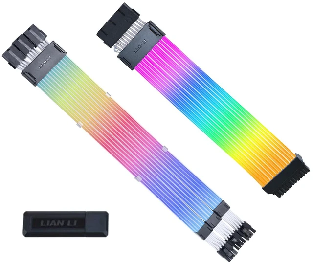 Main image of LIAN-LI STRIMER Wireless 24 Pin and LIAN-LI STRIMER Wireless GPU Triple 8 Pin Addressable RGB GPU Power Extension Cable Combo - Included Wireless Transmitter