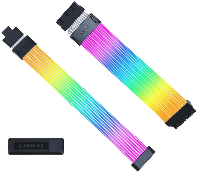 Main image of LIAN-LI STRIMER Wireless 24 Pin and LIAN-LI STRIMER Wireless 12+4pin (8 Light Guides) Addressable RGB GPU Power Extension Cable Combo - Included Wireless Transmitter