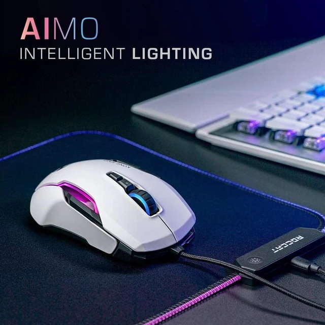 Alt view image 4 of 5 - ROCCAT Kone AIMO Remastered PC Gaming Mouse, Ergonomic Performance Wired Computer Mouse, RGB Lighting, LED Illumination, High Precision, 16.000 DPI Optical Owl-Eye Sensor, 23 Programmable Keys, White