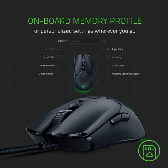 Alt view image 4 of 7 - Viper Mini Ultralight Gaming Mouse: Fastest Gaming Switches - 8500 DPI Optical Sensor - Chroma RGB Underglow Lighting - 6 Programmable Buttons - Drag-Free Cord - Classic Black