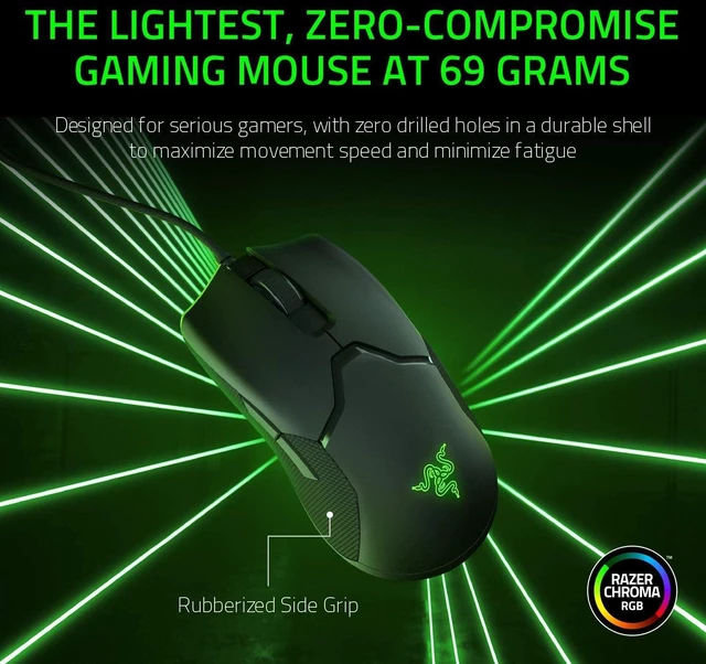 Alt view image 3 of 7 - Viper Ultralight Ambidextrous Wired Gaming Mouse: Fastest Mouse Switch in Gaming - 16,000 DPI Optical Sensor - Chroma RGB Lighting - 8 Programmable Buttons - Drag-Free Cord