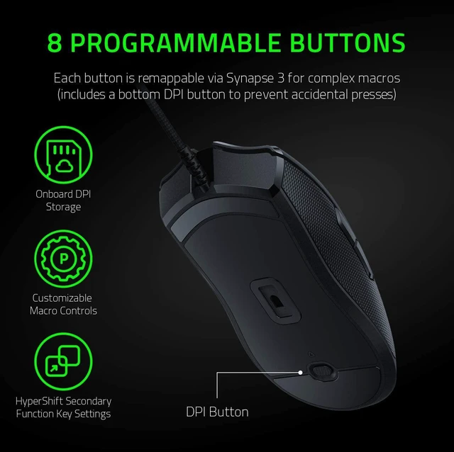 Alt view image 4 of 7 - Viper Ultralight Ambidextrous Wired Gaming Mouse: Fastest Mouse Switch in Gaming - 16,000 DPI Optical Sensor - Chroma RGB Lighting - 8 Programmable Buttons - Drag-Free Cord