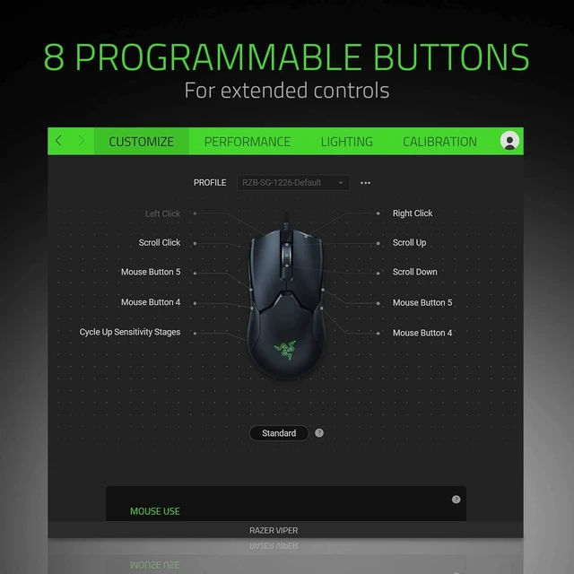 Alt view image 6 of 7 - Viper Ultralight Ambidextrous Wired Gaming Mouse: Fastest Mouse Switch in Gaming - 16,000 DPI Optical Sensor - Chroma RGB Lighting - 8 Programmable Buttons - Drag-Free Cord