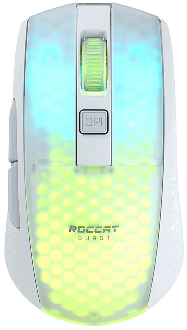 Main image of ROCCAT Burst Pro Air Lightweight Symmetrical Optical Wireless RGB Gaming Mouse :19K DPI Optical Owl-Eye Sensor, Optical Switches, ROCCAT Titan Wheel, 81-Gram Weight, White