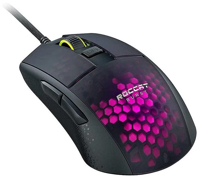 Alt view image 3 of 7 - ROCCAT Burst Pro Wired Gaming Mouse, Optical Switches, Super Lightweight Ergonomic Wired Computer Mouse, RGB Lighting, Titan Scroll Wheel, Honeycomb Shell, Claw Grip, Owl-Eye Sensor, 16K DPI, Black