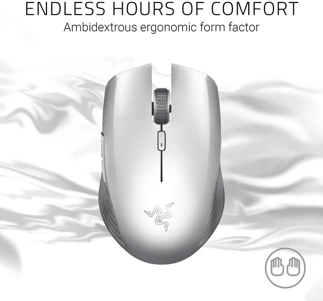 Alt view image 2 of 6 - Atheris Ambidextrous Wireless Mouse: 7200 DPI Optical Sensor Mercury White