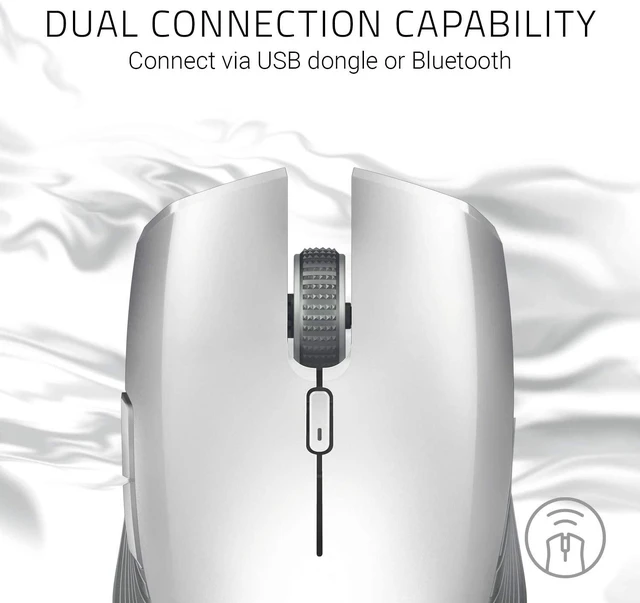 Alt view image 3 of 6 - Atheris Ambidextrous Wireless Mouse: 7200 DPI Optical Sensor Mercury White