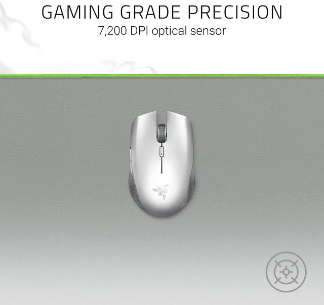 Alt view image 4 of 6 - Atheris Ambidextrous Wireless Mouse: 7200 DPI Optical Sensor Mercury White