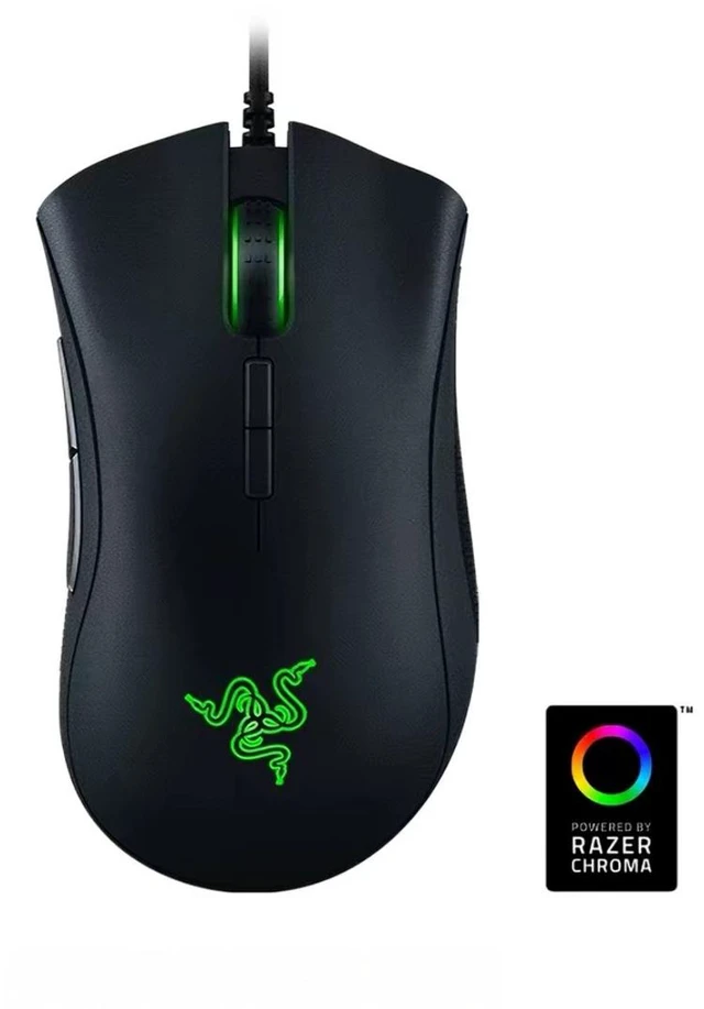 Main image of DeathAdder Elite Gaming Mouse: 16,000 DPI Optical Sensor - Chroma RGB Lighting - 7 Programmable Buttons - Mechanical Switches - Rubber Side Grips - Matte Black