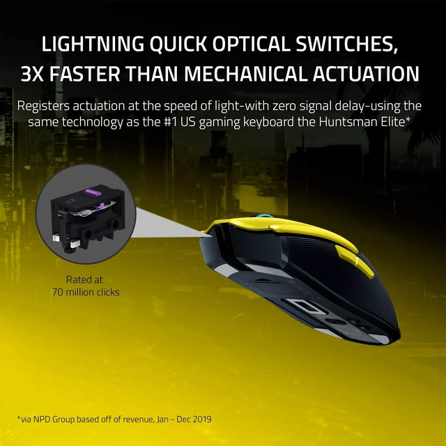 Alt view image 2 of 7 - Viper Ultimate Lightest Wireless Gaming Mouse & RGB Charging Dock: Hyperspeed Wireless Technology - 20K DPI Optical Sensor - Cyberpunk 2077 Edition