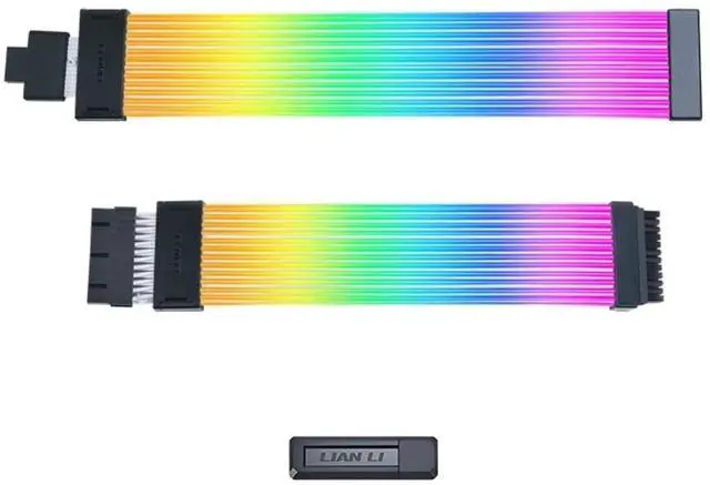Main image of LIAN-LI STRIMER Wireless 24 Pin and LIAN-LI STRIMER Wireless 12+4pin wide (12 Light Guides) Addressable RGB GPU Power Extension Cable Combo - Included Wireless Transmitter