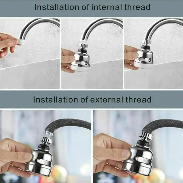 Alt view image 2 of 7 - Faucet Sprayer Attachment, 360 Degree Rotating Faucet Aerator Accessories, 3 Mode Adjustable Kitchen Sink Tap Head Water Saving Extend Nozzle Chrome Plated
