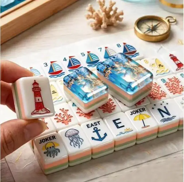Alt view image 2 of 7 - New Luxury Deep-Sea Crystal Mermaid American Mahjong Game Set with 160 Tiles