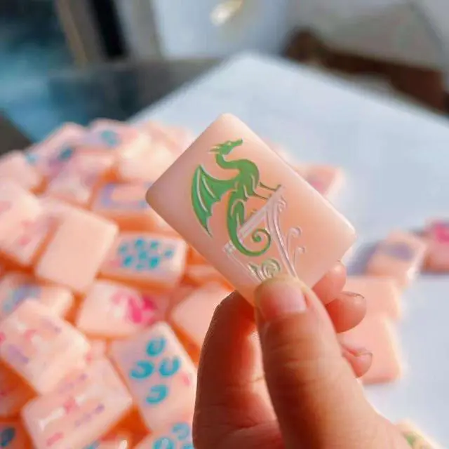 Alt view image 5 of 7 - Candy Pink American Mahjong Set Floral & Architecture Pattern Acrylic Tiles Cute