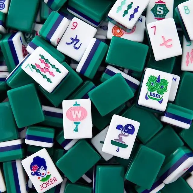 Alt view image 5 of 7 - American Mahjong Game Set, 160 Dark Green Layered Mah Jong Tiles, In Stock