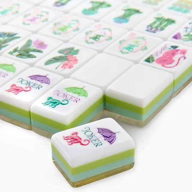 Alt view image 2 of 6 - American Mahjong Tiles, 160 Lilac Acrylic bamboo Grain Layered, Deep Purple, New