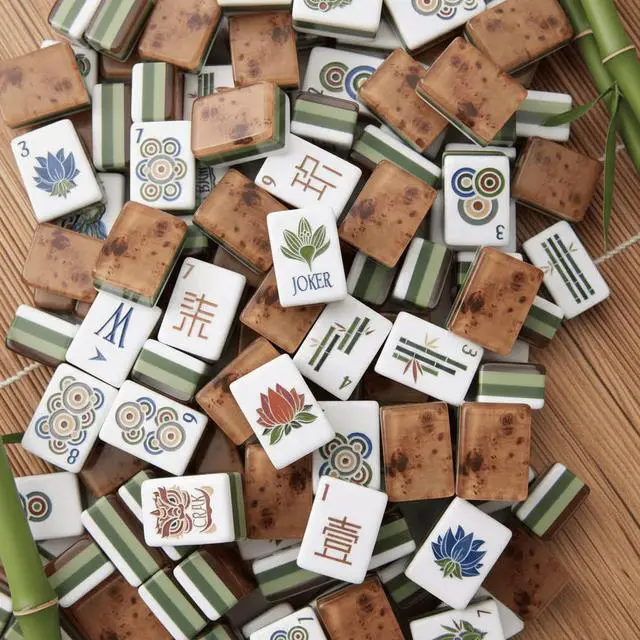 Alt view image 2 of 7 - American Mahjong Tiles,160 Acrylic Engraved Layered,Tree-pattern Print
