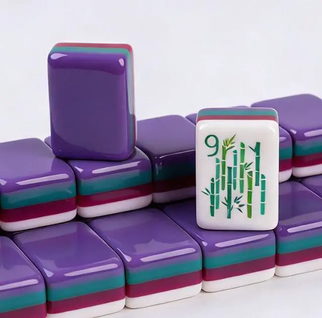 Alt view image 5 of 7 - New! Dark Purple 4-layer American Mahjong Acrylic 160 Tiles Luxury