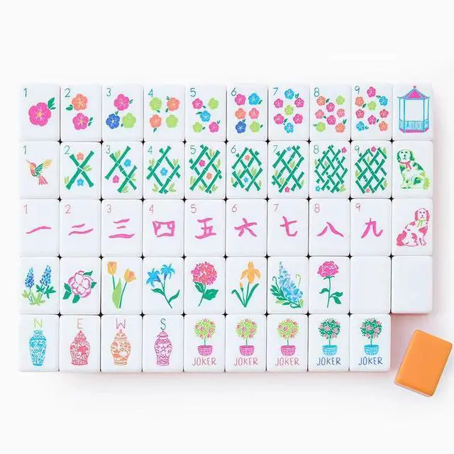 Alt view image 4 of 5 - 160 Pcs American Mahjong Set 1.2 Inch 160 Mahjong Tiles Set with Orange Back