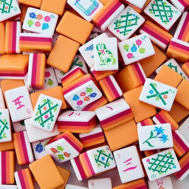 Main image of 160 Pcs American Mahjong Set 1.2 Inch 160 Mahjong Tiles Set with Orange Back