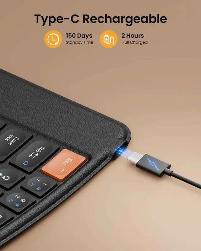 Alt view image 7 of 7 - Ergonomic Foldable Keyboard, XK03 Split Folding Travel Bluetooth Keyboard, Ultra Slim, Portable for iPad, iPhone, Tablet, Laptop, PC