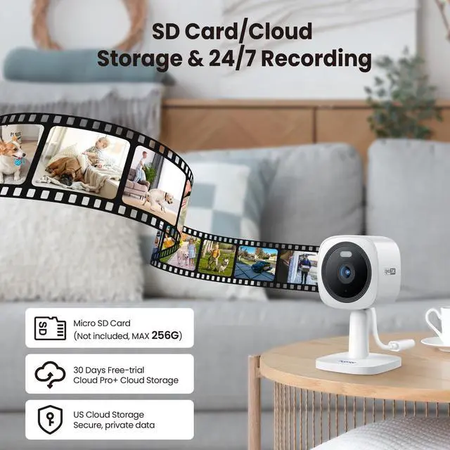 Alt view image 5 of 5 - 2K Indoor Outdoor Security Cameras for Home Security,Home Camera with Starlight Color Night Vision,Built-in Spotlight,Motion Detection,2-Way Talk,Cloud & Local Storage,Works with Alexa(4 Pack)