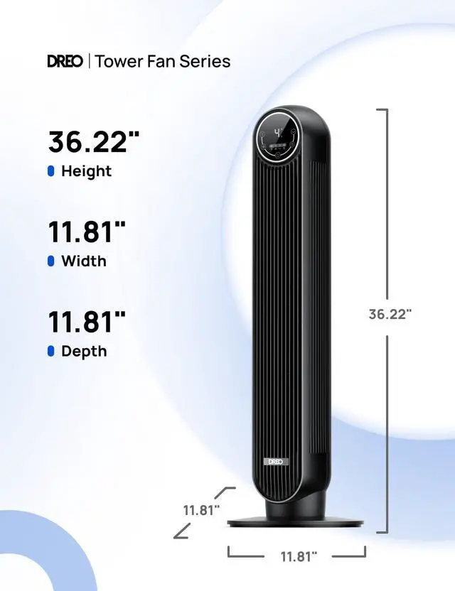 Alt view image 7 of 7 - Tower Fan for Bedroom, 25ft/s Velocity Quiet Floor Fan, 90° Oscillating Fans for Indoors with 4 Speeds, 4 Modes, 8H Timer, Standing Fans, Bladeless Fan, Black, Nomad One (DR-HTF007)