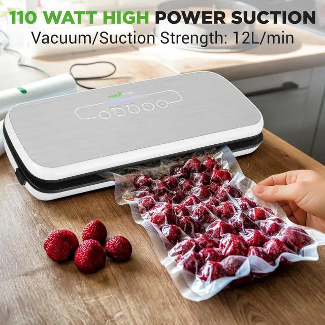 Alt view image 2 of 5 - Food Vacuum Sealer Machine - Automatic Air Sealing System for Dry & Moist Foods, LED Touch Controls, Includes Vacuum Bags, Hose & Wine Stopper, High Suction Power, 14"x6"x3", Silver