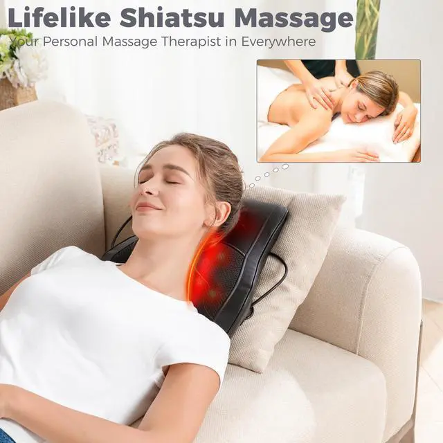 Alt view image 4 of 7 - Neck and Back Massager for Pain Relief Deep Tissue with Heat, Shiatsu Shoulder Massager with Bi-Directional Rotating Head for Neck, Back, Shoulders, and Legs