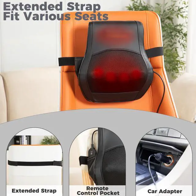 Alt view image 6 of 7 - Neck and Back Massager for Pain Relief Deep Tissue with Heat, Shiatsu Shoulder Massager with Bi-Directional Rotating Head for Neck, Back, Shoulders, and Legs