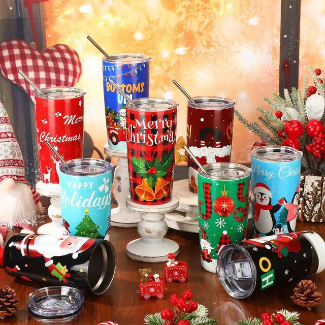 Alt view image 3 of 7 - 12 Pcs Christmas Tumblers Gifts 20oz Christmas Travel Tumbler Cup Holiday Stainless Steel Insulated Tumbler Coffee Mug with Lid Straw for Xmas Birthday Gift Party Supplies (Santa Claus)