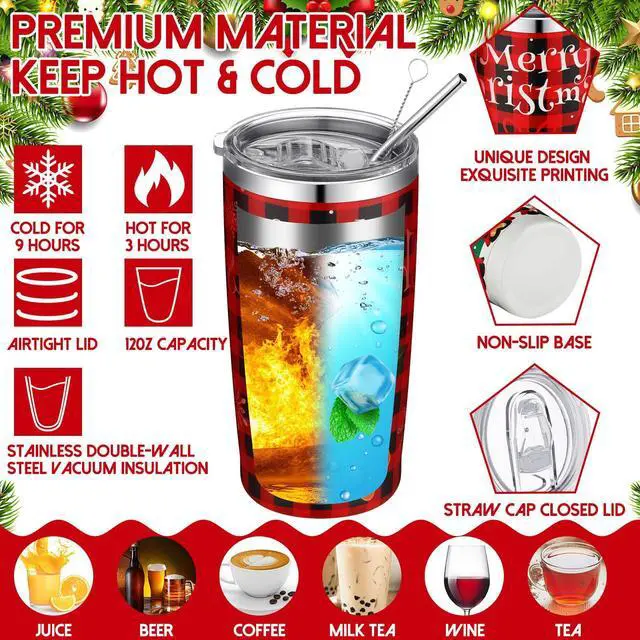 Alt view image 5 of 7 - 12 Pcs Christmas Tumblers Gifts 20oz Christmas Travel Tumbler Cup Holiday Stainless Steel Insulated Tumbler Coffee Mug with Lid Straw for Xmas Birthday Gift Party Supplies (Santa Claus)