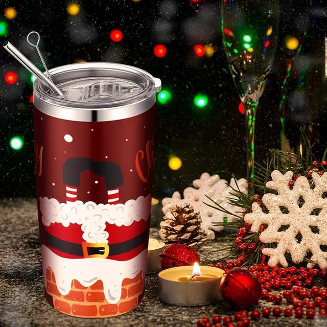 Alt view image 6 of 7 - 12 Pcs Christmas Tumblers Gifts 20oz Christmas Travel Tumbler Cup Holiday Stainless Steel Insulated Tumbler Coffee Mug with Lid Straw for Xmas Birthday Gift Party Supplies (Santa Claus)