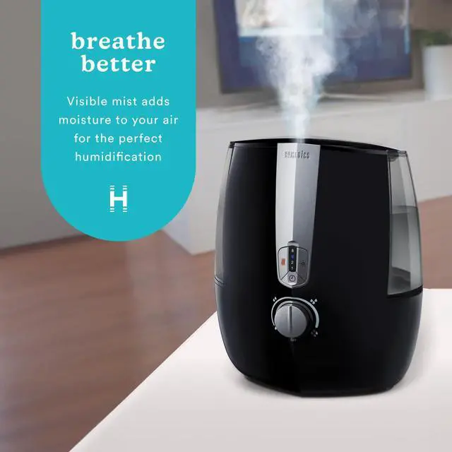 Alt view image 2 of 6 - TotalComfort Plus Humidifier Large Air Humidifiers for Bedroom, Plants Top-Fill 5.3L Water Tank with Cool and Warm Mist, Essential Oil Pads, Colored Night-Light, Black