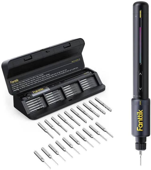 Main image of K2 Nano Power Drill, Mini Precision Drill, Hand Drill, 20 Drill Bits, 800mAh Rechargeable, Tool Kit for DIY Projects, Shells, Plastic, Jewelry, PCB, Aluminum Plate